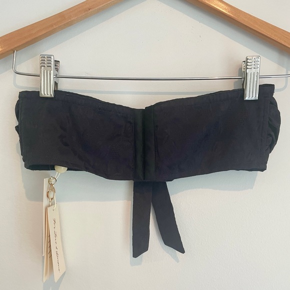 For Love and Lemons Luella Top Tie-Front Bandeau Crop Top Navy Blue XS - Picture 2 of 8